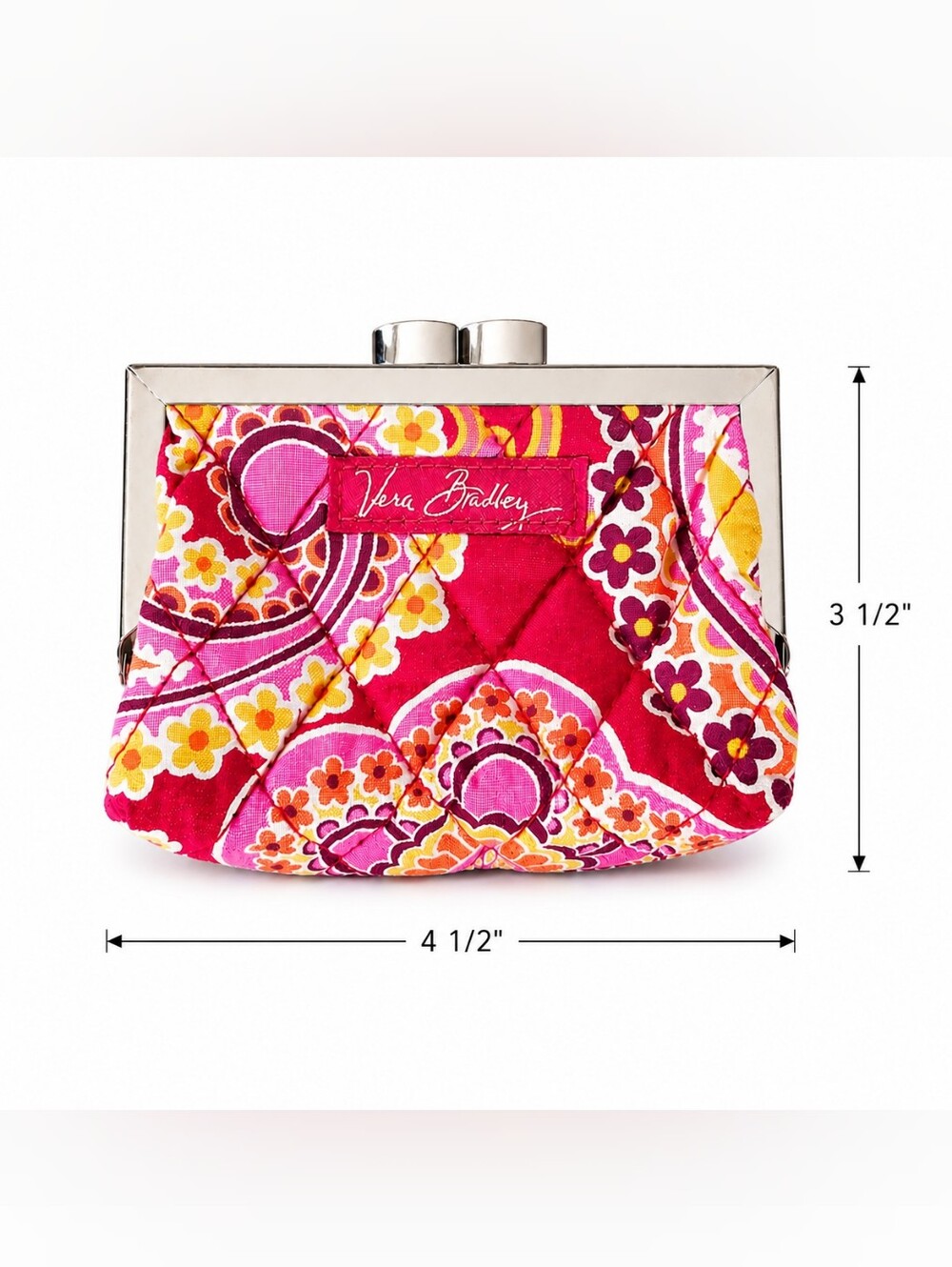 Vera Bradley Raspberry Fizz Quilted Kiss-Lock Coin Purse - Picture 2 of 6